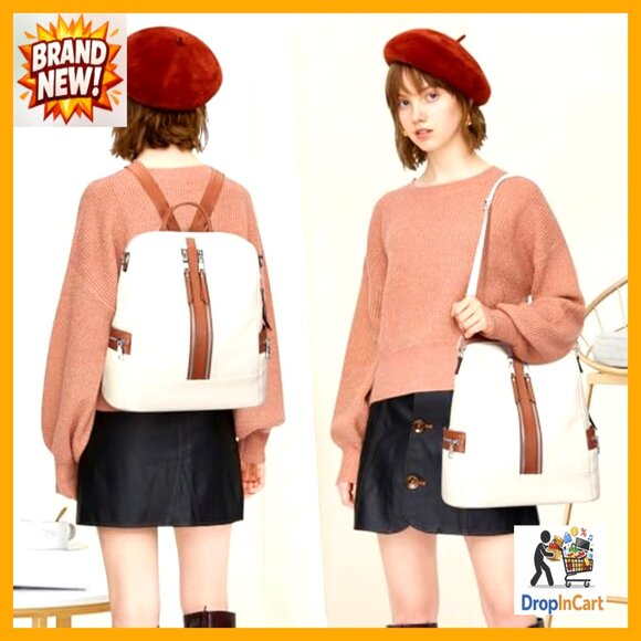 Genuine Leather Convertible Backpack Purse Elegant Casual Daypack Crossbody